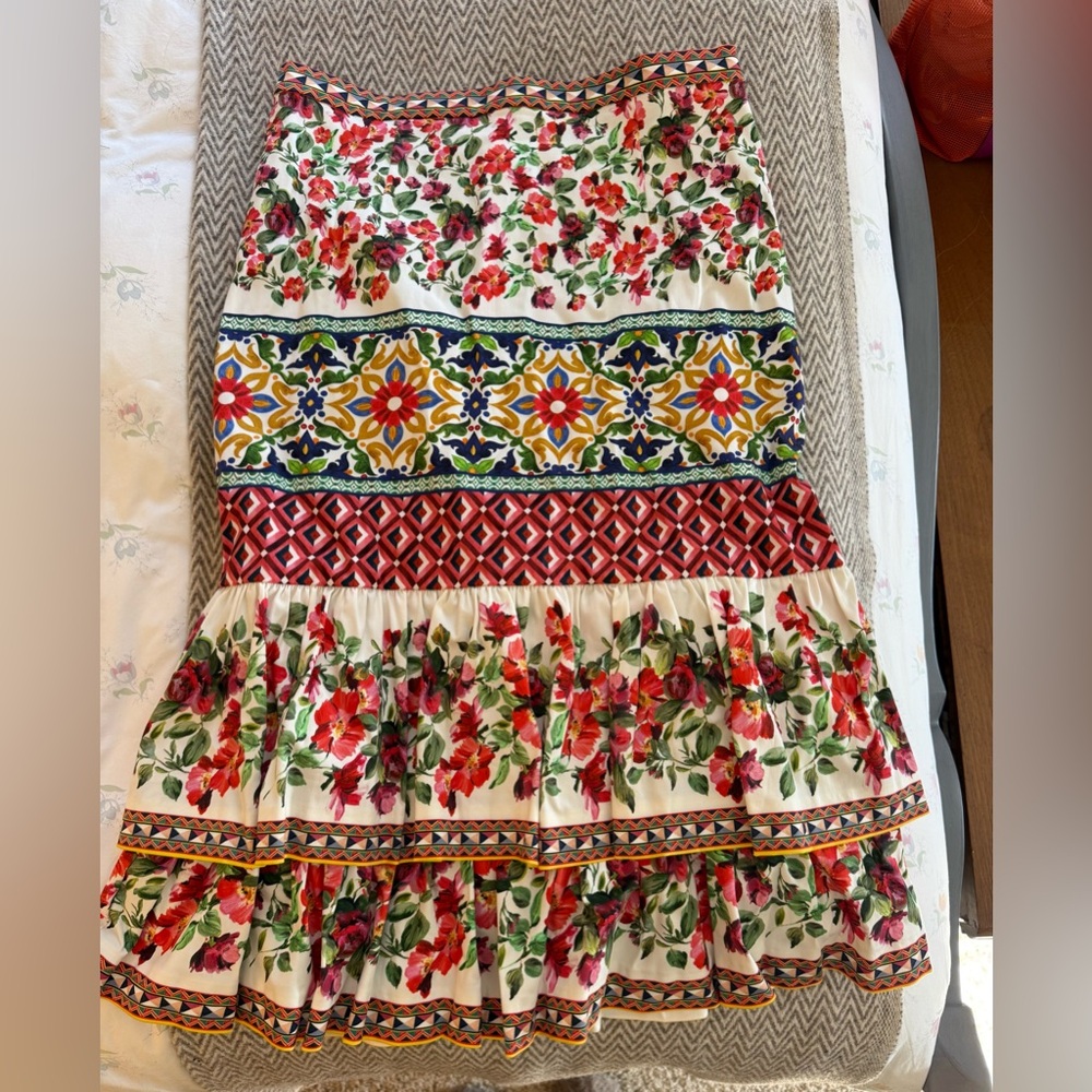 ANTONIO MELANI Floral A-Line Skirt - Red, Green, Yellow